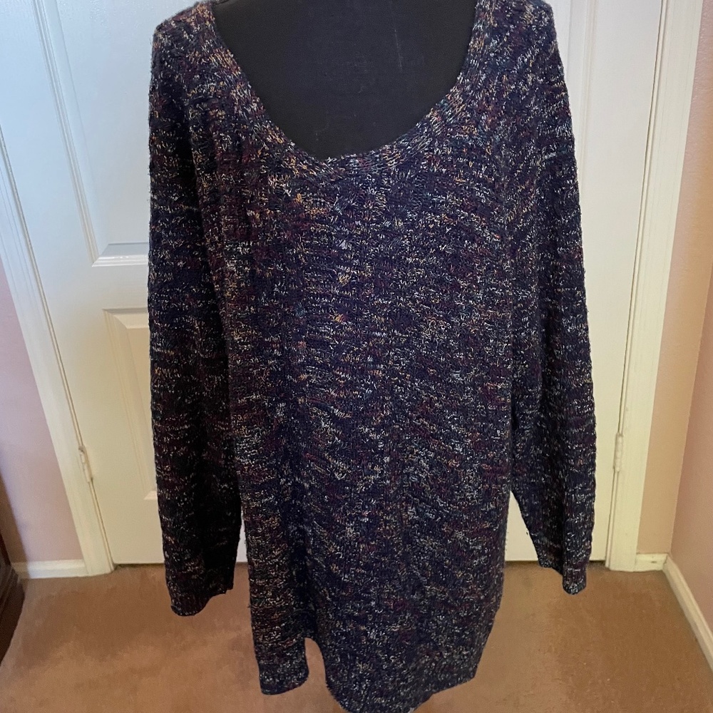 Retrology navy tweed vneck sweater